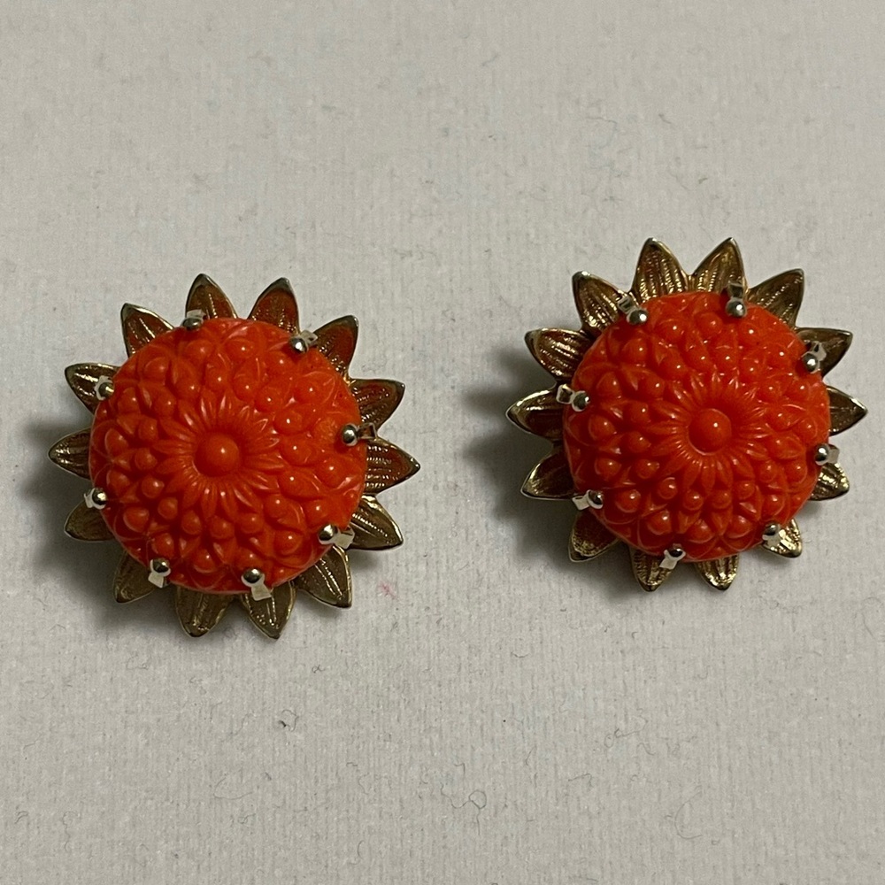 Vintage orange clip on earrings